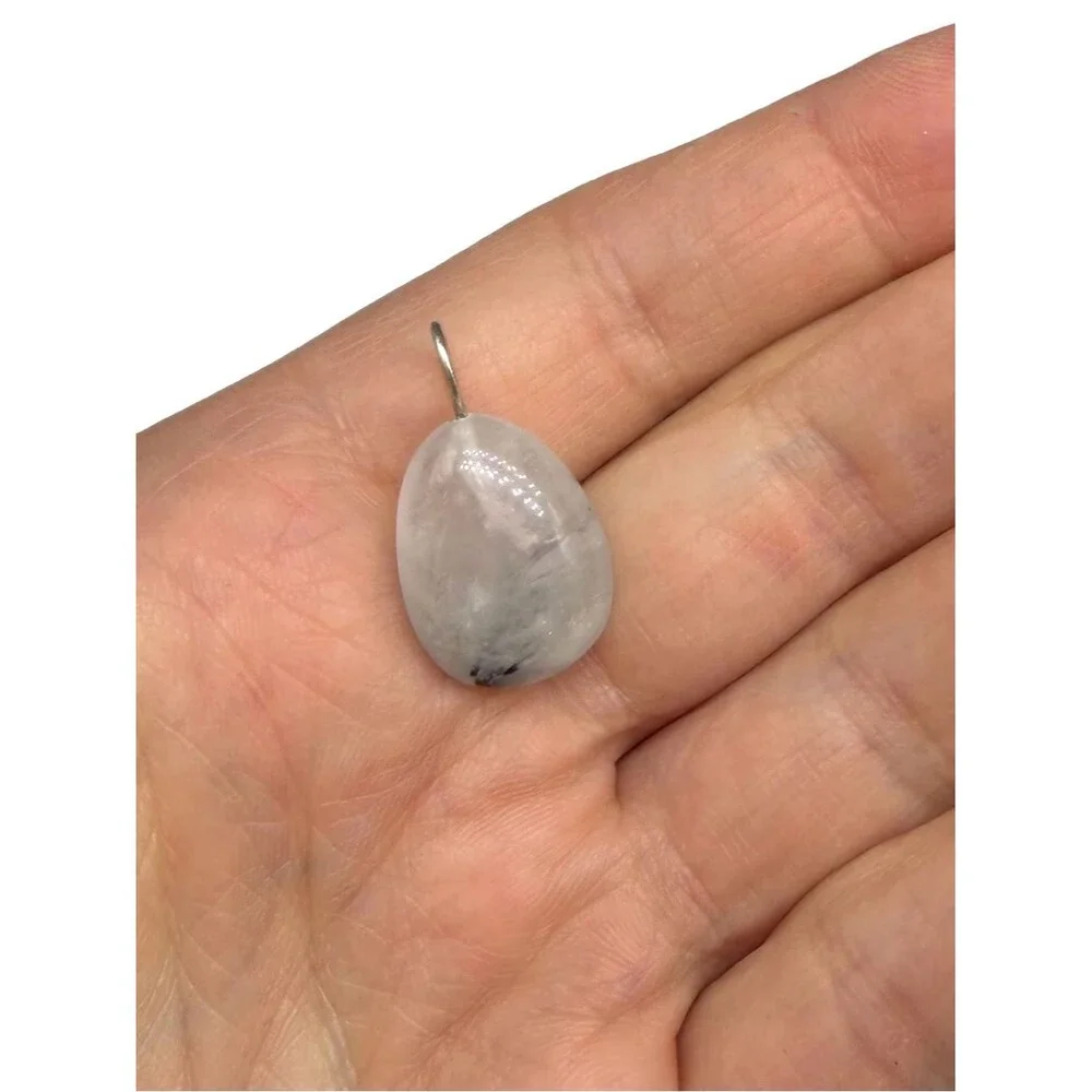 Rutilated Clear Quartz Necklace Pendant Black Tourmaline Rutile